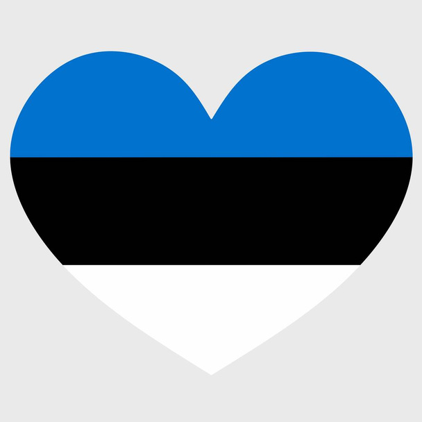 Illustrazione vettoriale della bandiera estone con un cuore isolato su sfondo chiaro. - Vettoriali, immagini