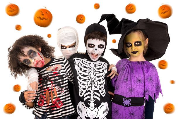 Gyerekek Halloween jelmezben. - Fotó, kép