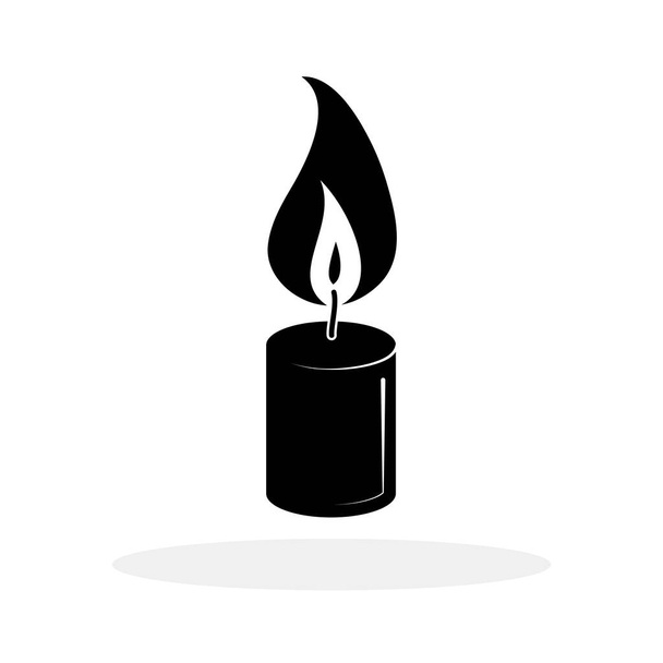 Kynttiläikoni. Kynttilän muotoinen symboli. Vektorikuvitus. Musta kuvake kynttilän eristetty - Vektori, kuva