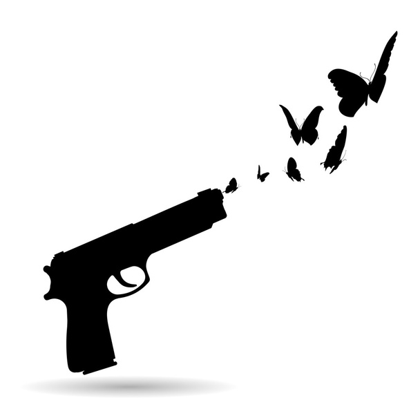 Gun that shoots butterflies. - Vektor, Bild