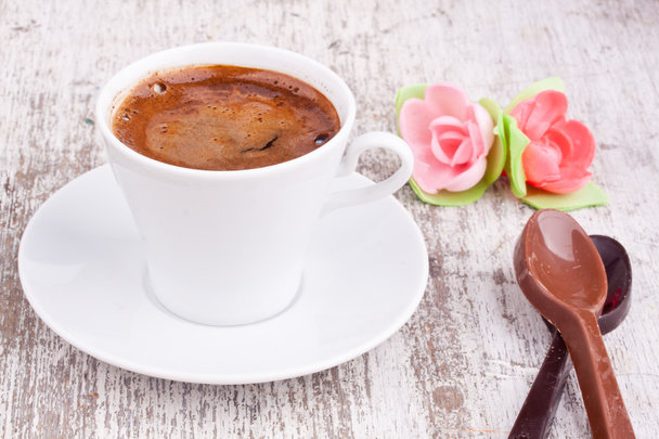 Turkish coffee and two spoons - Photo, image