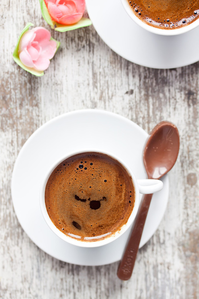 Two cups of Turkish coffee and spoon - 写真・画像