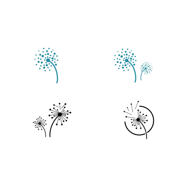 dandelion flower logo with vector illustration - Vektör, Görsel