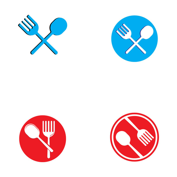 spoon and fork logo with vector shape. - Vektör, Görsel