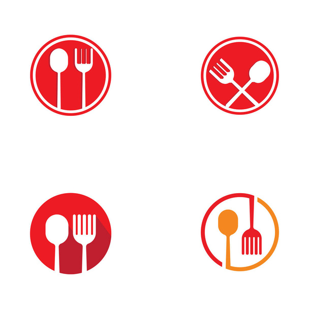 spoon and fork logo with vector shape. - Vector, Imagen