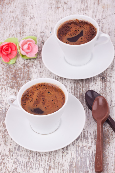 Two cups of Turkish coffee and spoon - Photo, image