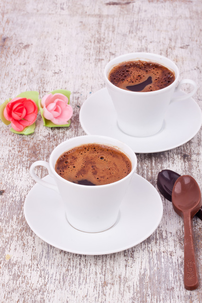 İki fincan Türk kahvesi ve kaşık - Fotoğraf, Görsel