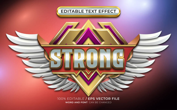 Luxusní 3D herní logo silné s upravitelným efektem textu - Vektor, obrázek