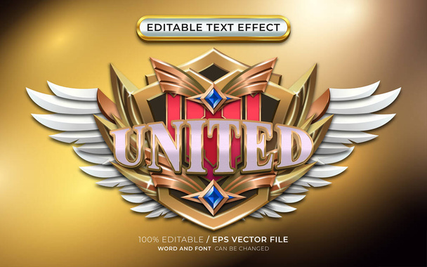 Luxury 3d Game Logo United με επεξεργάσιμο εφέ κειμένου - Διάνυσμα, εικόνα