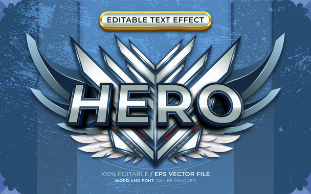 Ήρωας 3D επεξεργάσιμο εφέ κειμένου με το λογότυπο ή το φόντο Winged Emblem - Διάνυσμα, εικόνα