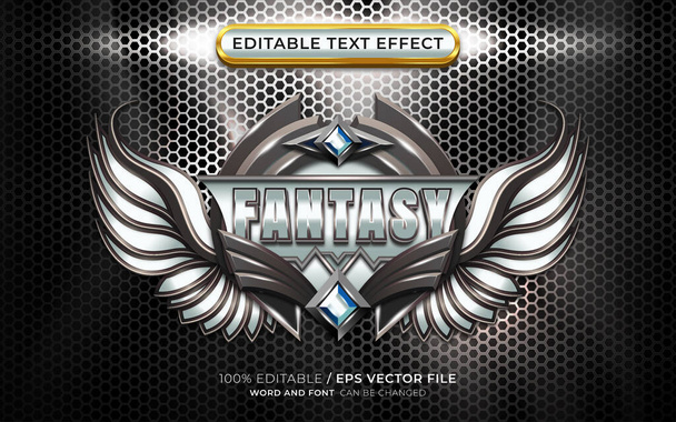 Editierbarer Fantasy-Text-Effekt mit geflügeltem Emblem - Vektor, Bild