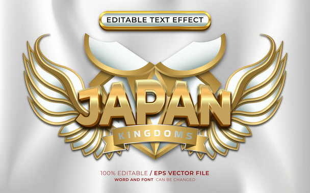 Japonsko Gold 3D upravitelný textový efekt s okřídleným znakem - Vektor, obrázek