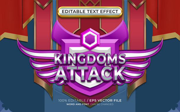 Muokattava Kingdom Attack Tekstivaikutus siivekäs tunnus - Vektori, kuva