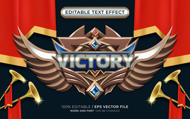Ефект редагування тексту Перемоги з крилатою емблемою - Вектор, зображення