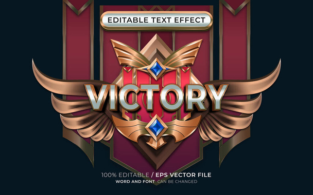 Upravitelný efekt textu vítězství s okřídleným znakem - Vektor, obrázek
