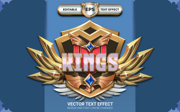 Badge King of Kings con effetti di testo modificabili e tema dorato - Vettoriali, immagini