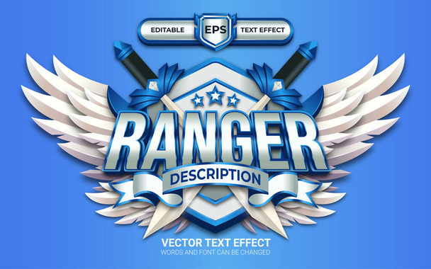 Λογότυπο ή σήμα Ranger με επεξεργάσιμο εφέ κειμένου - Διάνυσμα, εικόνα