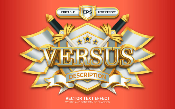 Versus Logo tai merkki muokattavalla tekstitehosteella ja kultaisella tyylillä - Vektori, kuva