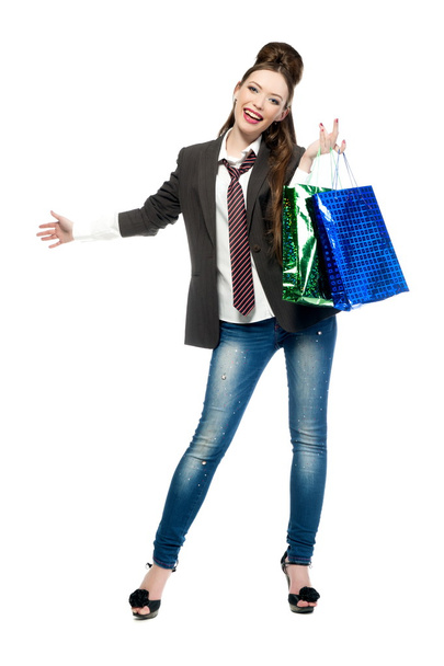 Menina sexy com sacos de compras
 - Foto, Imagem