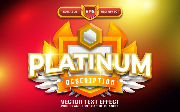 Emblema Platinum 3D gioco logo con effetto testo modificabile e tema del gioco - Vettoriali, immagini