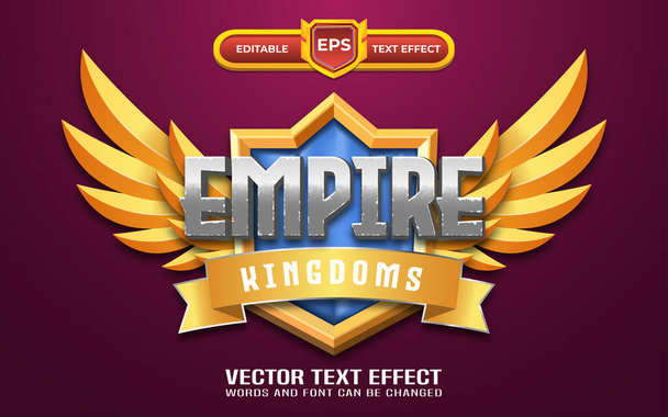 Logo del juego Empire con efecto de texto editable y estilo dorado - Vector, Imagen
