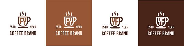 Letra FY y logotipo de café YF, adecuado para cualquier negocio relacionado con café, té u otro con iniciales FY o YF. - Vector, imagen
