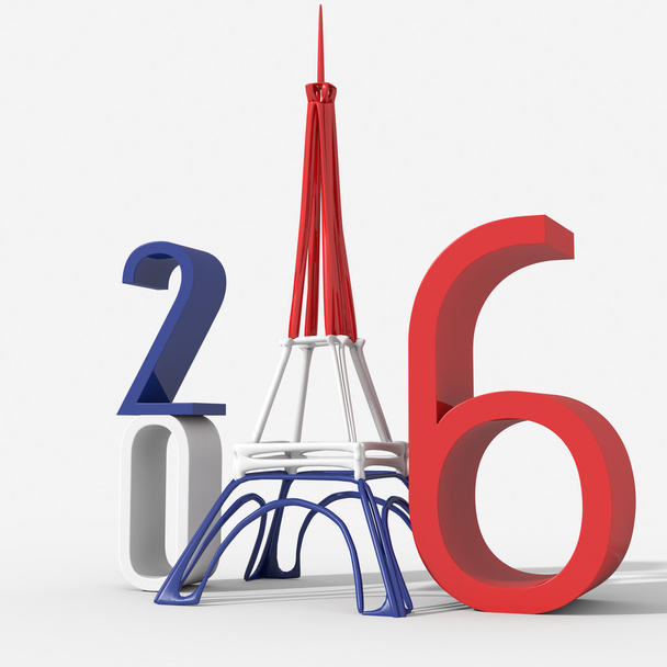 Jaar 2016 3d met de toren van Eiffel - Foto, afbeelding
