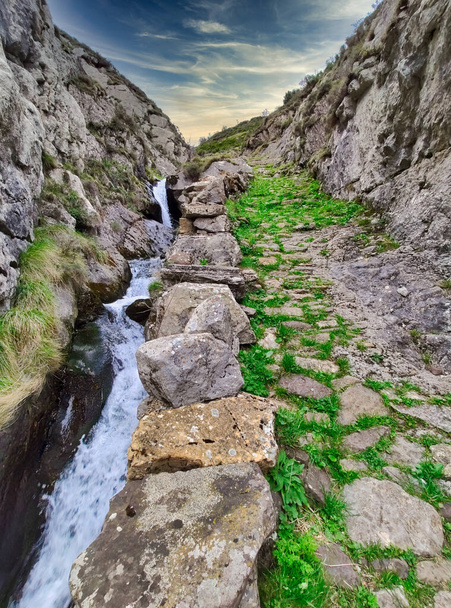 Foz de la Guergola gorge, PR AS 12 track, Somiedo Natural Park and Biosphere Reserve, Arbellales village, Saliencia valley, Asturias, Spain, Europe - Photo, Image
