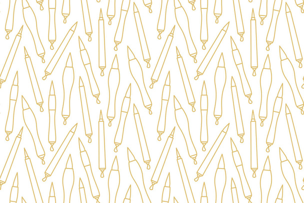 golden seamless pattern with japanese writing brushes- vector illustration - Vector, imagen