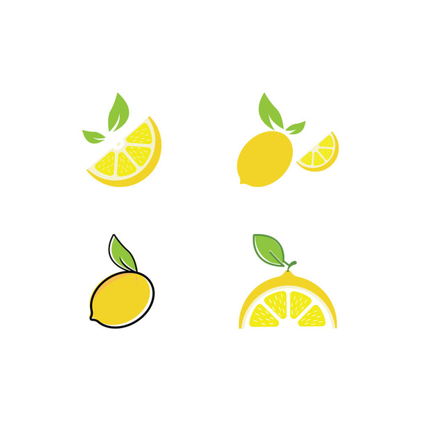 Fresh lemon fruit logo with leaves, for fresh lemon fruit drink. - Vektor, obrázek
