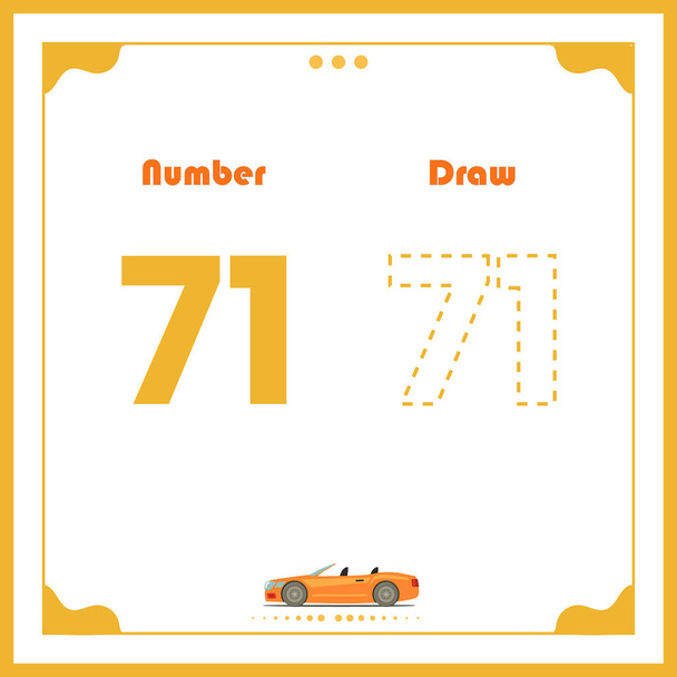 Number drawing for kids preschool number illustration learning activity for back to school book - Vector, Image