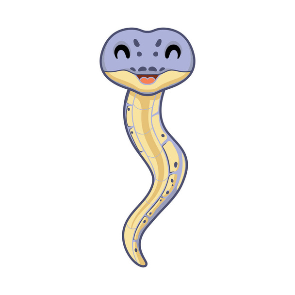 Illustration vectorielle de mignon tueur boule de clown python dessin animé - Vecteur, image