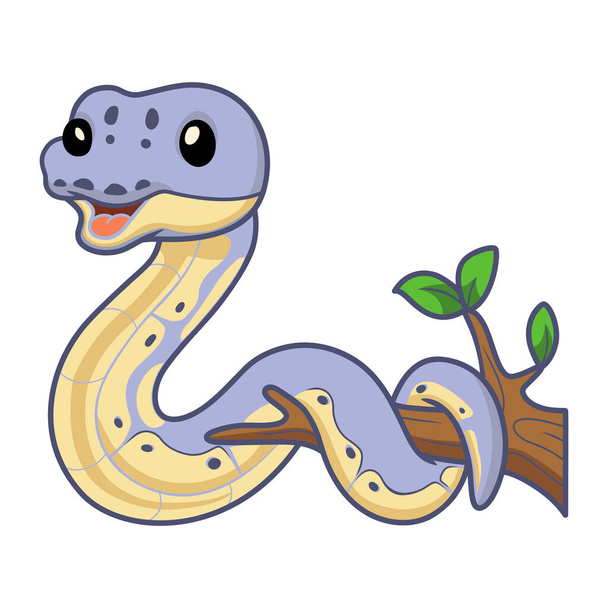 Illustration vectorielle de mignon tueur boule de clown python dessin animé sur branche d'arbre - Vecteur, image