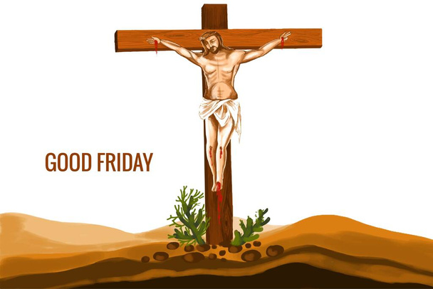 Good friday of jesus christ crucifixion poster background - Vector, Image