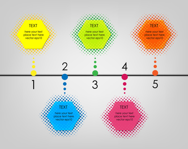 Colorful halftone design timeline - Vector, Image