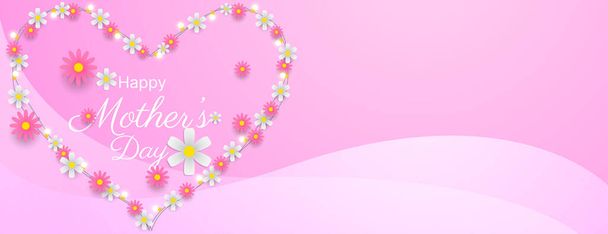 Moederdag banner achtergrond met hartvormige bloemstuk - Vector, afbeelding