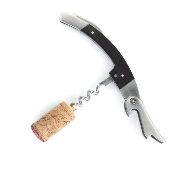 corkscrew met wijn kurk - Foto, afbeelding