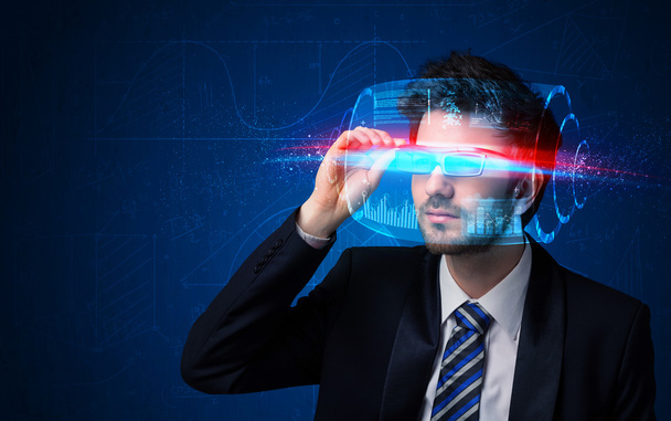 Man with future high tech smart glasses  - Photo, Image