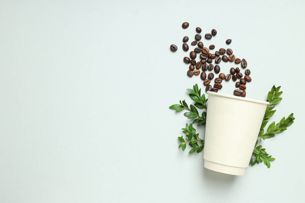 Blank paper cup, composition for delivery and take away concept, space for text - Fotoğraf, Görsel