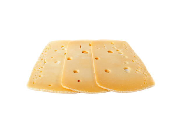 Tre fette di formaggio svizzero isolate su fondo bianco
 - Foto, immagini