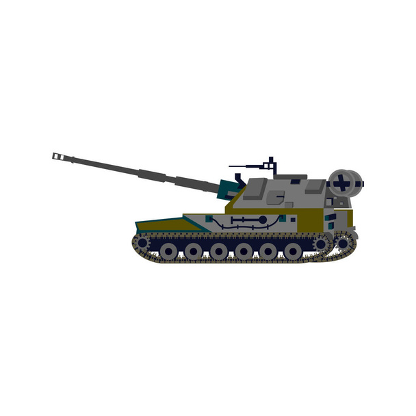 War Tank Isolated. Vector Illustration of Army Panzer Transport. - Vecteur, image