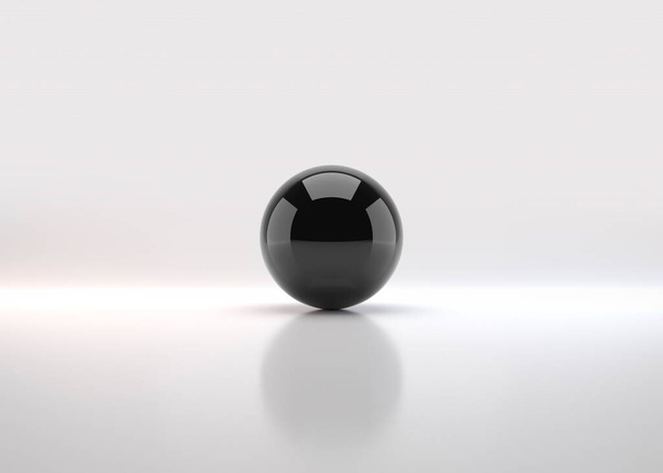 Black sphere with shadow. Ball. 3D render - Foto, imagen