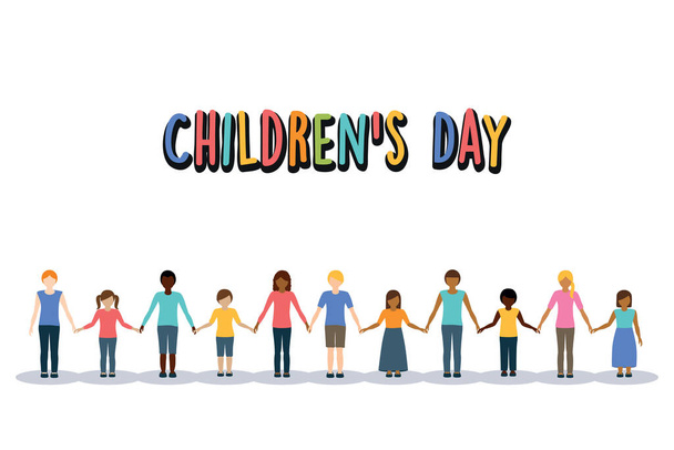 childrens day save future childhood concept children group vector illustration EPS10 - Vektör, Görsel