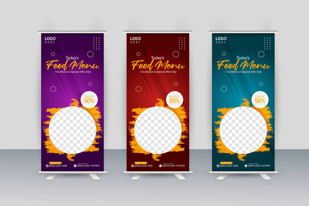 Векторні шаблони дизайну харчових банерів для банерів ресторанів та сучасного дизайну харчових банерів
 - Вектор, зображення