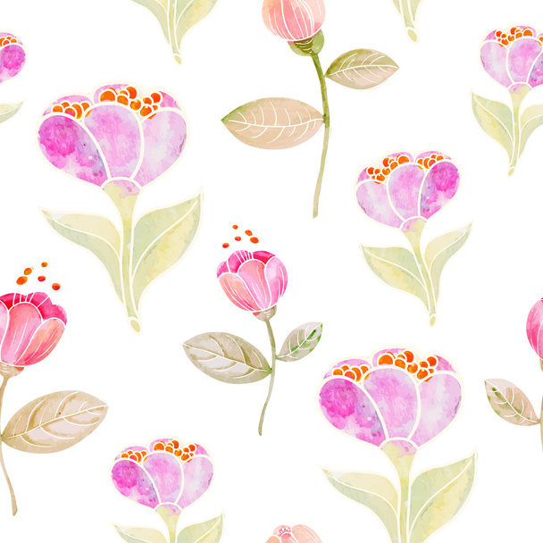 Seamless pattern with watercolor flowers - Vetor, Imagem