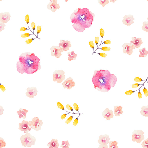 Pattern with watercolor flowers - Vektori, kuva