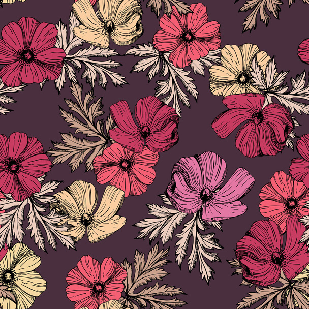 Seamless pattern with flowers - Vektor, Bild