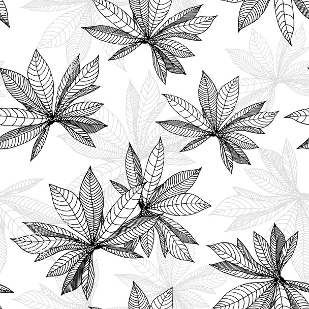 Black and white seamless floral pattern - Vetor, Imagem