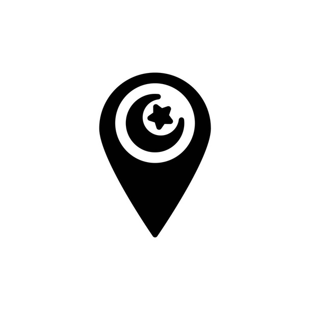 ilustración vectorial del icono de ubicación islámica con estilo glifo. adecuado para cualquier propósito. - Vector, imagen