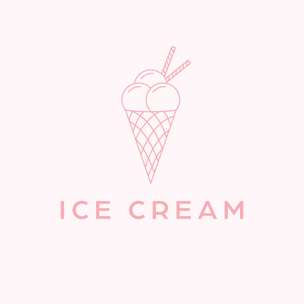 Diseño del logo del helado. Logotipo vintage de helado dulce. Plantilla de logotipo de magdalena. - Vector, Imagen